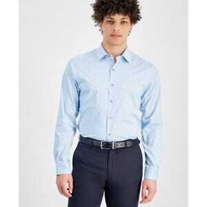 Alfani Mens Slim fit Dress Shirt XL Size 17-17.5 36-37 Blue MSRP $65